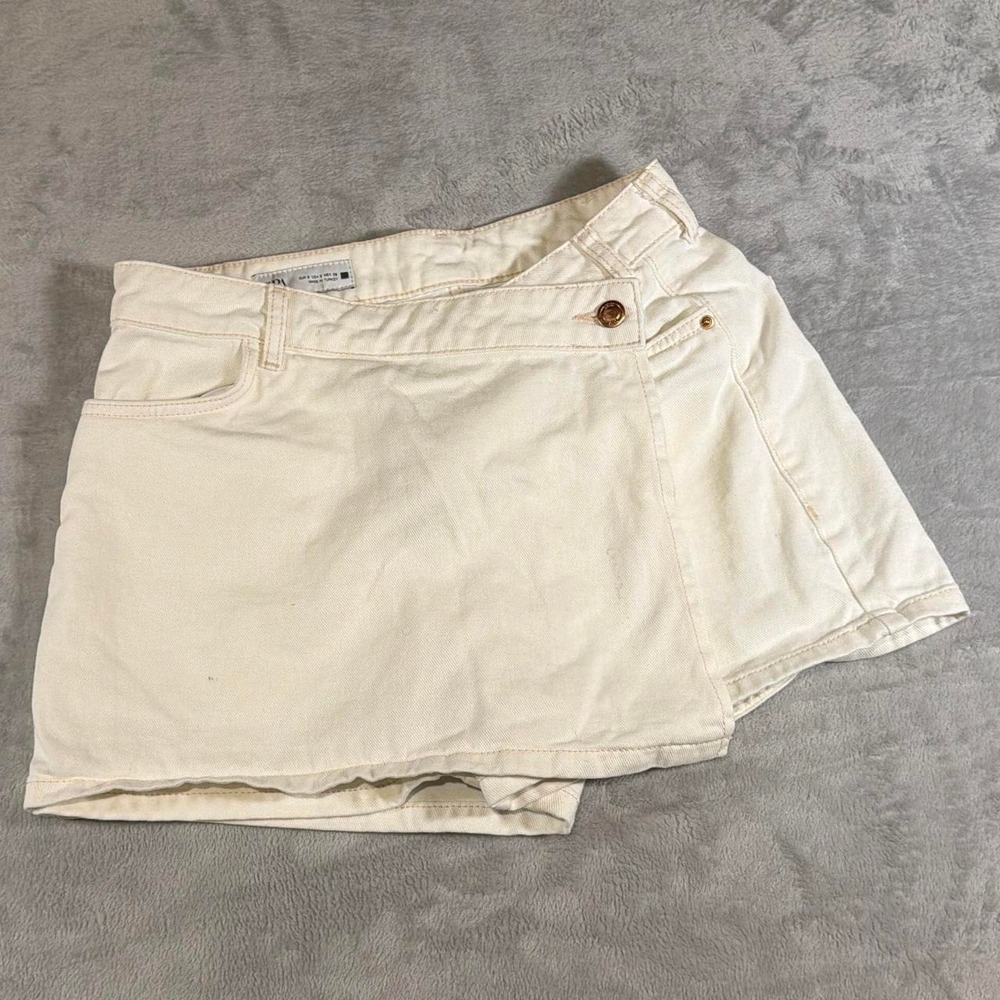 Zara Wrap Denim Skort | Cream | Small